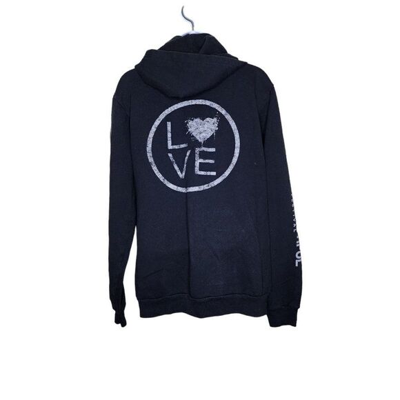 Life Is Beautiful Festival Full Zip Up Hoodie Sweatshirt Mens Size L Black Love - Picture 1 of 6